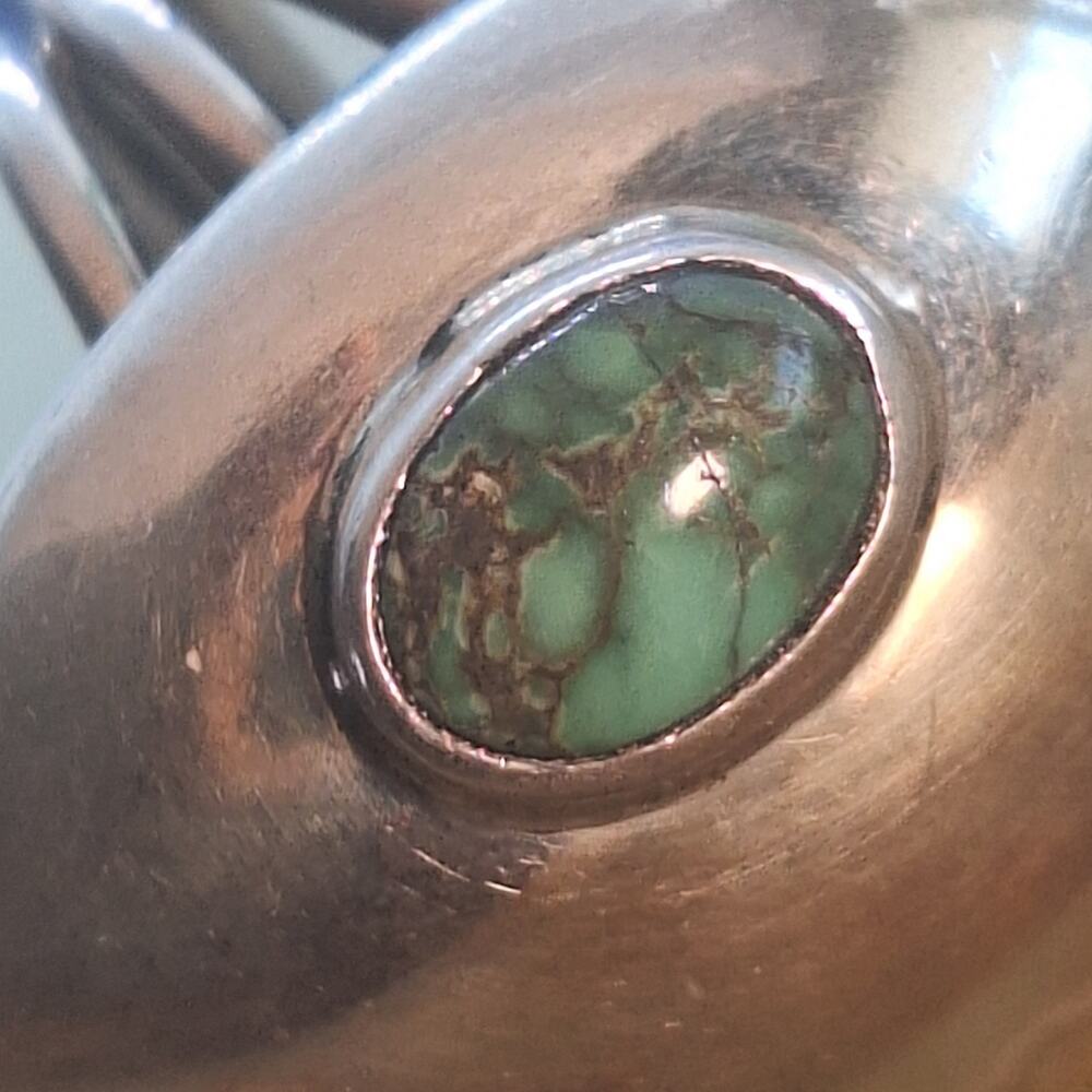 Orville Tsinnie Sterling Silver Turquoise Shadowbox Ring Navajo Size 8.25 - Picture 8 of 8